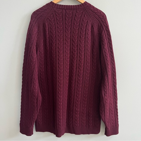 Eddie Bauer Men's Cableknit Fisherman Sweater Size Large Tall Crewneck Cabincore - Picture 5 of 6